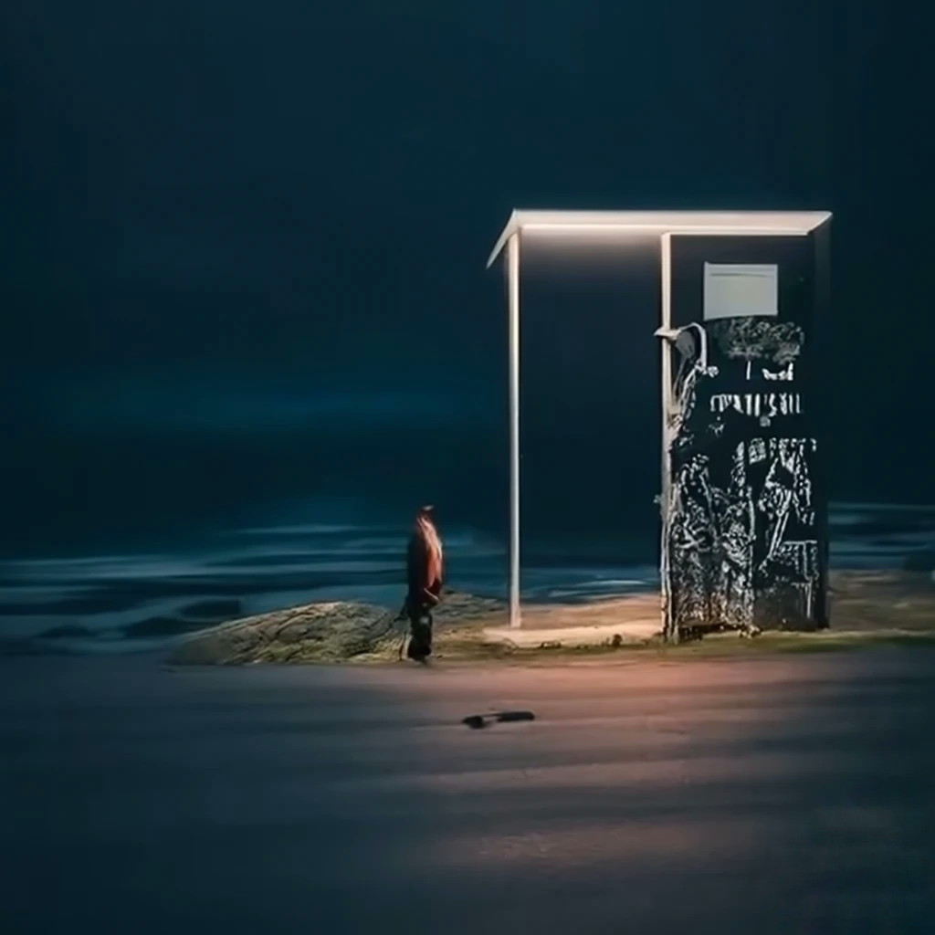 northern lights and snowy road